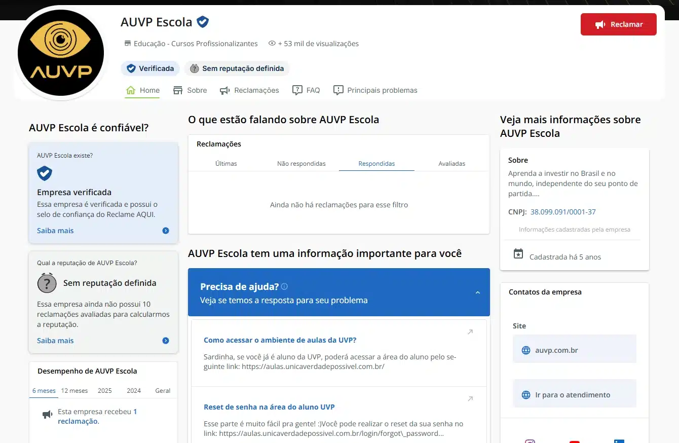 Reclame Aqui AUVP